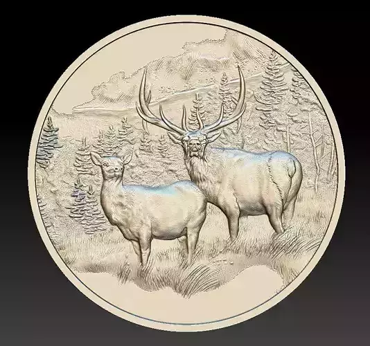 Deer in the mountains Coin - relief - 2020