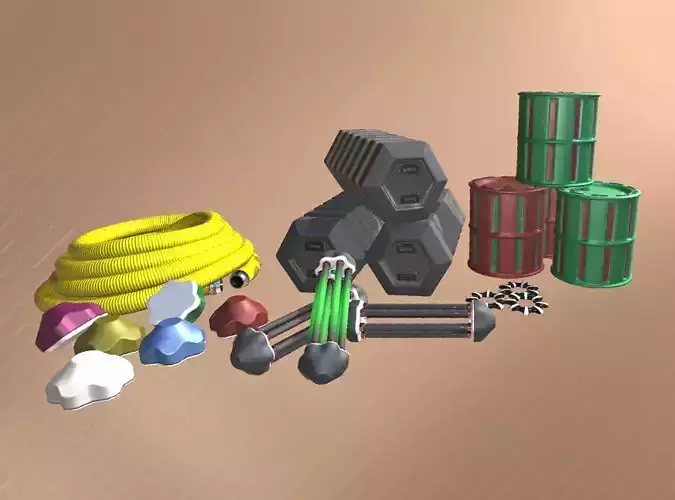 Sci-Fi Industrial Props Low-poly 3D model