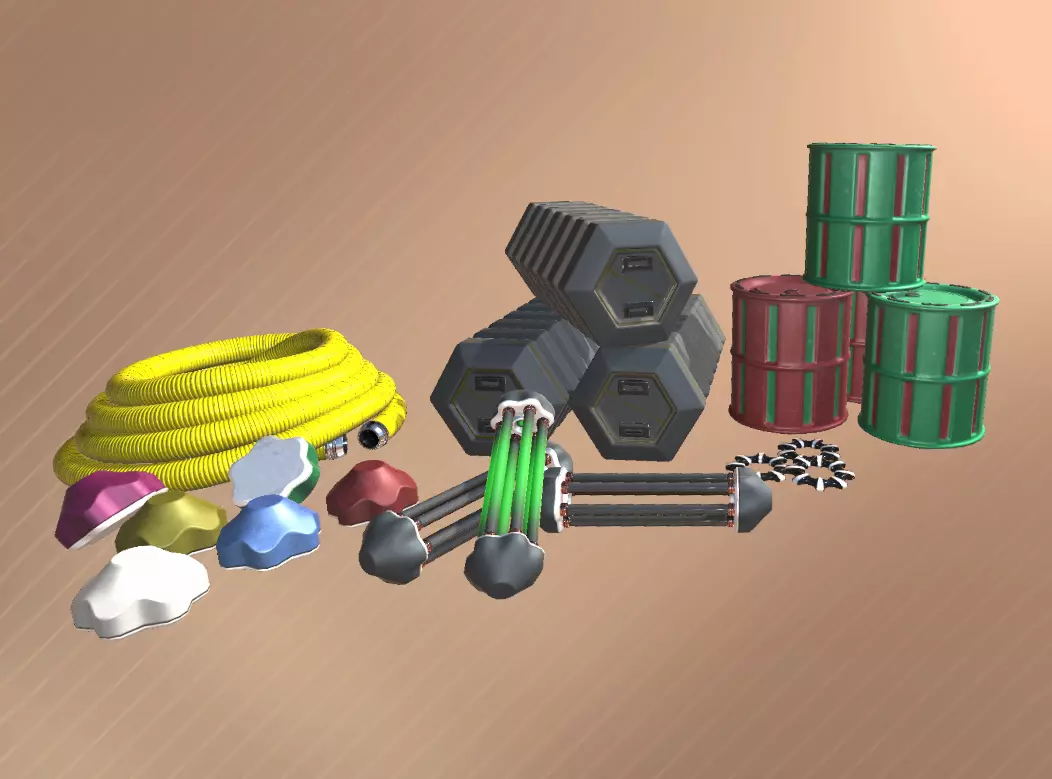 Sci-Fi Industrial Props Low-poly 3D model_0