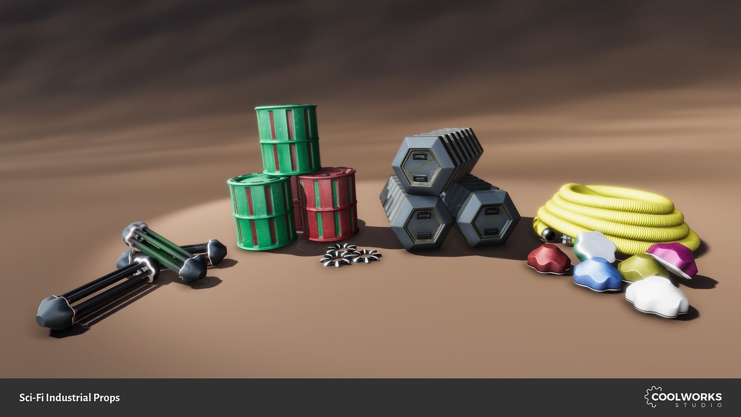 Sci-Fi Industrial Props Low-poly 3D model_1