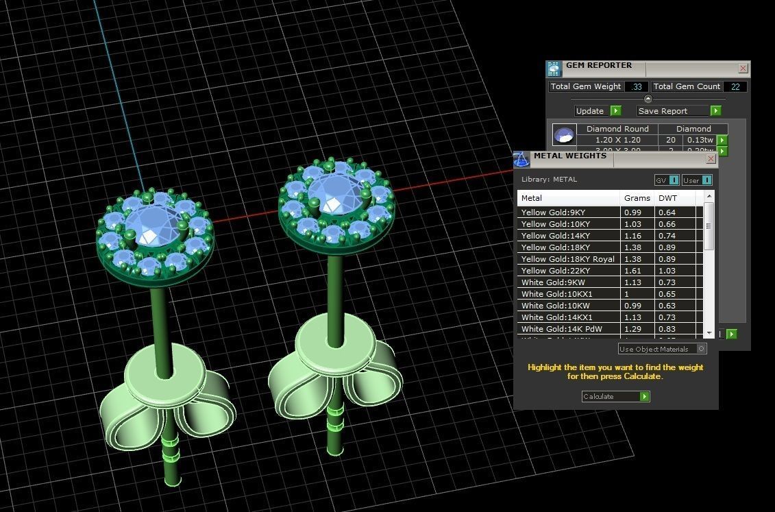 Diamond Jewelry Earring 3mm STONE 007  3D print model_1