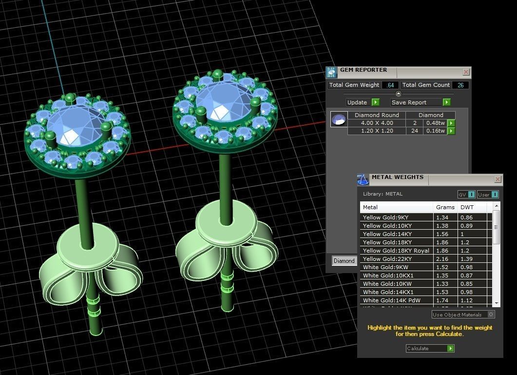 Diamond Jewelry Earring 4mm STONE 008 3D print model_2