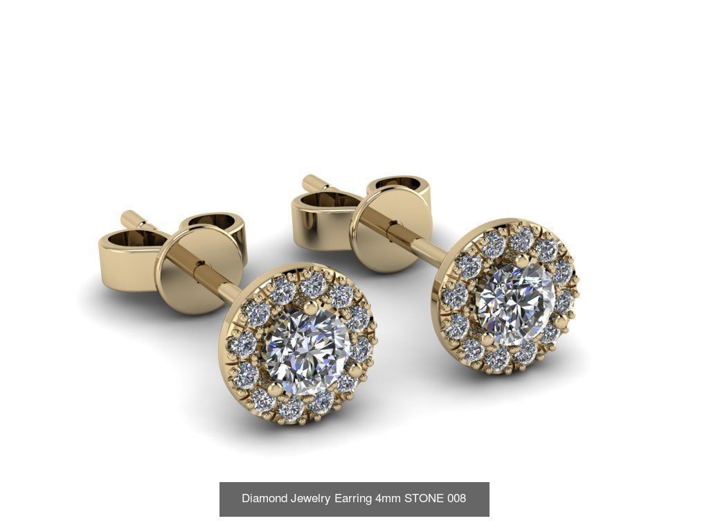 Jewelry Earrings THREE SIZE BIGG GEM 03 3D Model Collection _2