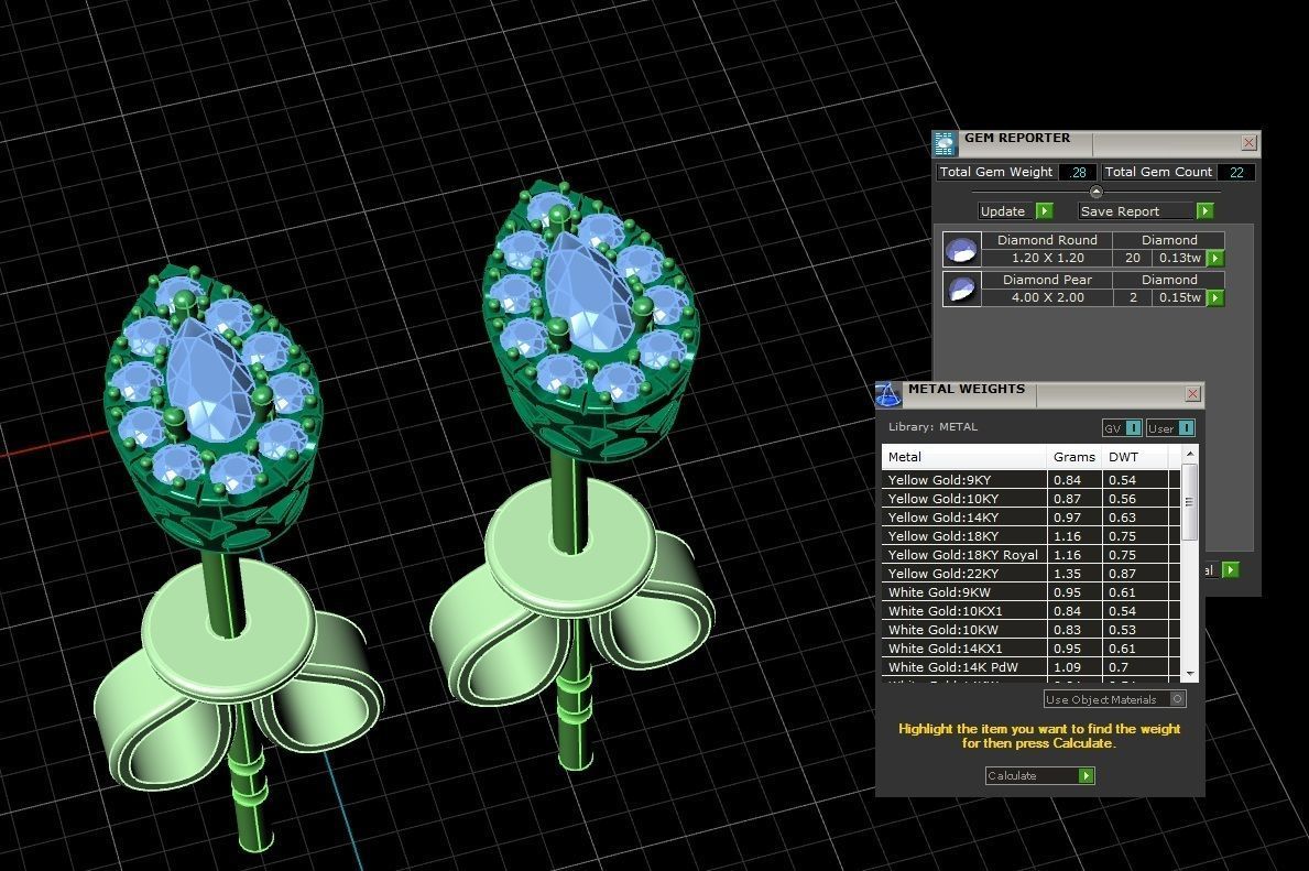 Diamond Jewelry Earring 4x2mm STONE 010 3D print model_27