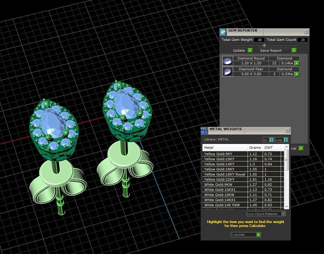 Diamond Jewelry Earring 5x3mm STONE 011 3D print model_12