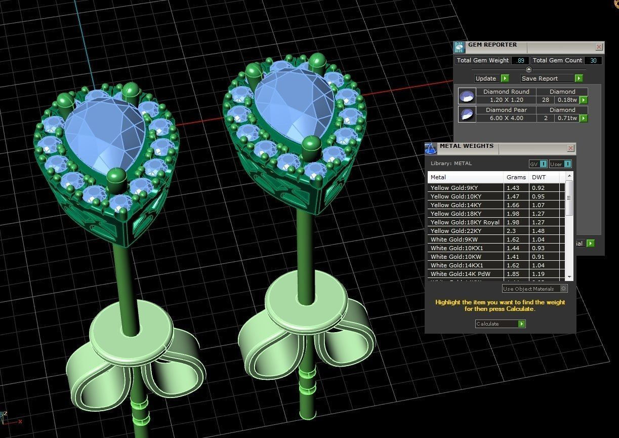 Diamond Jewelry Earring 6x4mm STONE 012 3D print model_27