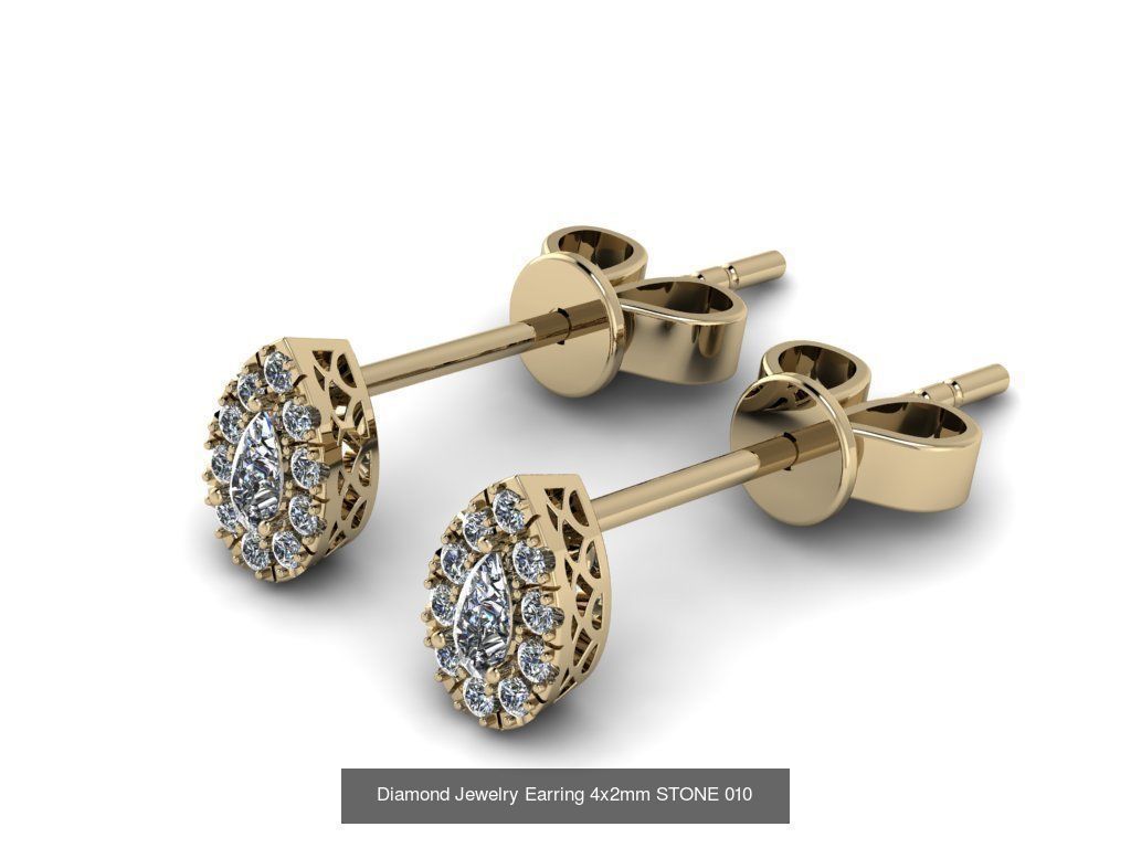 Jewelry Earrings THREE SIZE BIGG GEM 04 3D Model Collection_1