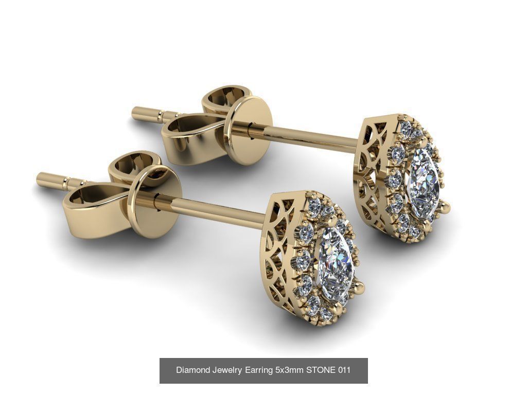 Jewelry Earrings THREE SIZE BIGG GEM 04 3D Model Collection_2