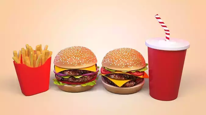 Burger 3D model stack of hamburgers