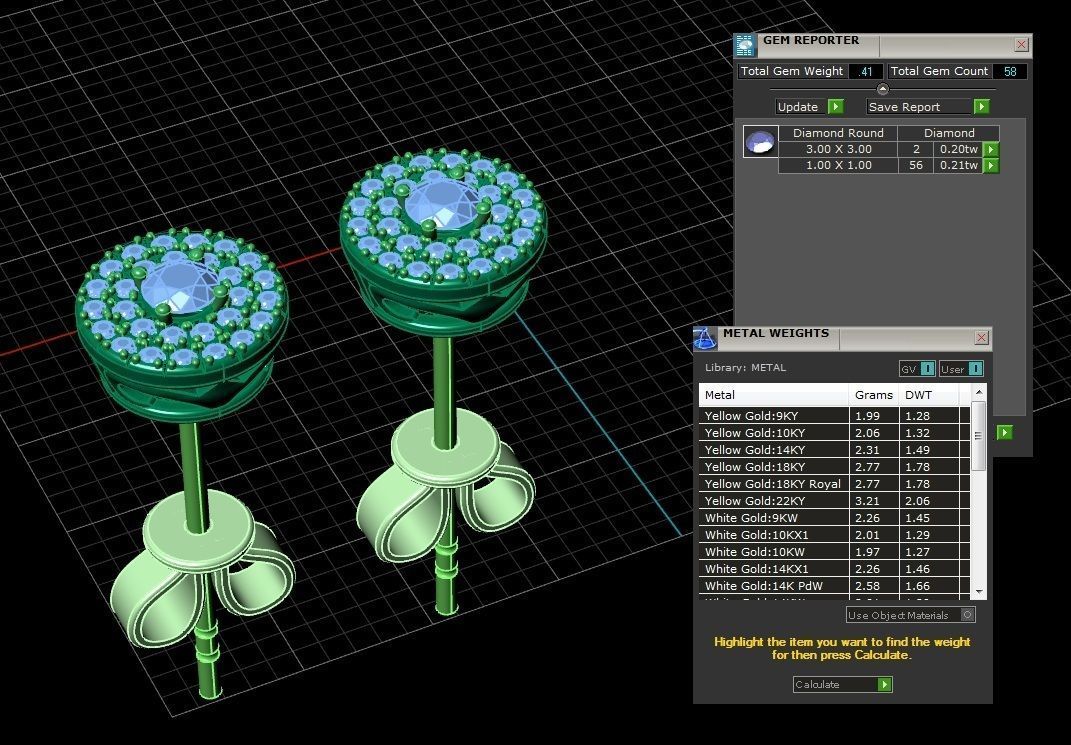 Diamond Jewelry Earring 3mm STONE 013 3D print model_1