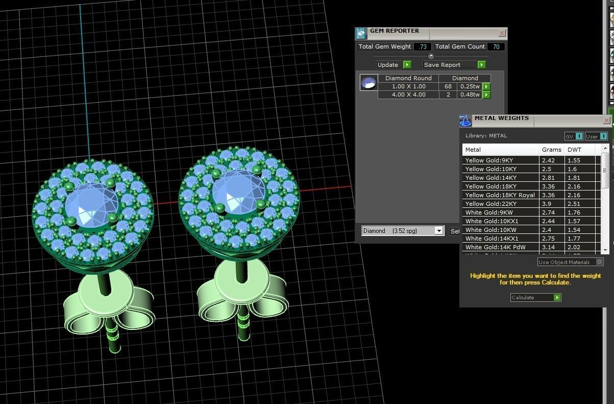 Diamond Jewelry Earring 4mm STONE 014 3D print model_27