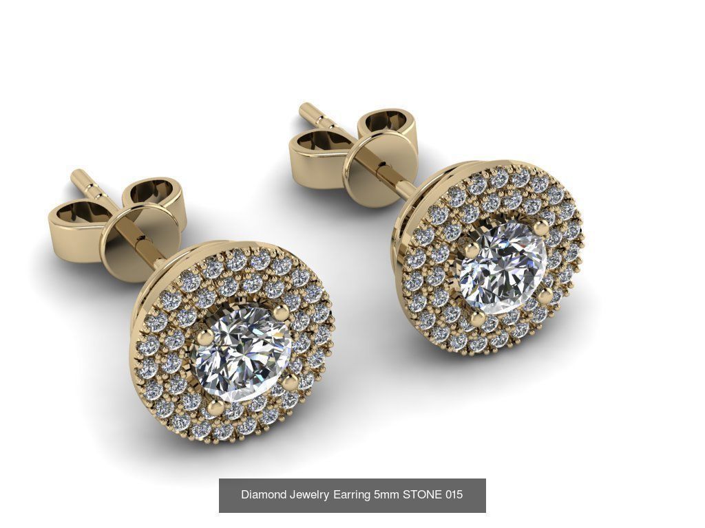 Jewelry Earrings THREE SIZE BIGG GEM 05 3D Model Collection_3