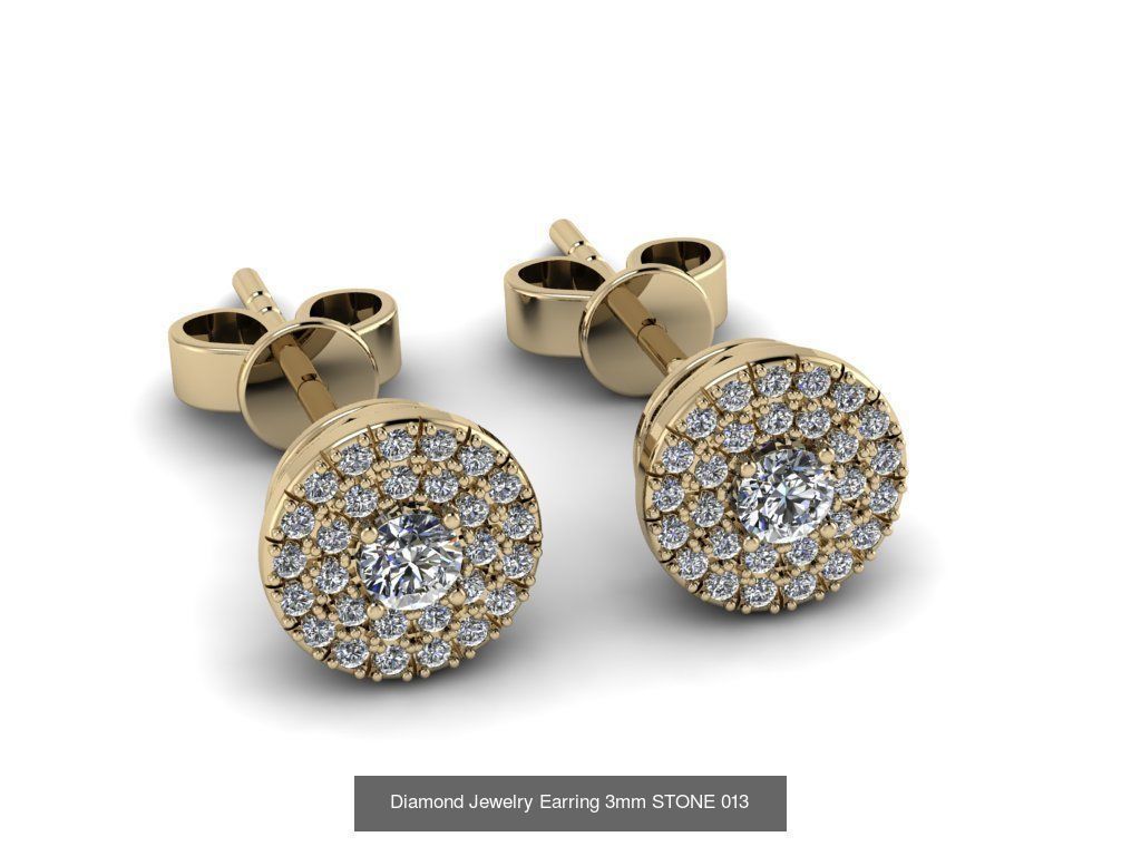 Jewelry Earrings THREE SIZE BIGG GEM 05 3D Model Collection_1