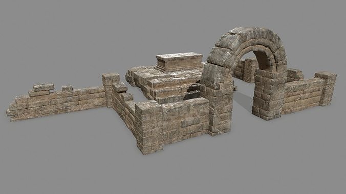 Stone Set arch Low-poly 3D model