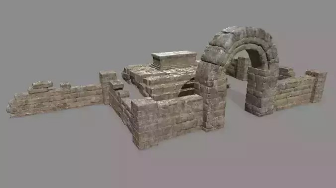 Stone Set arch Low-poly 3D model