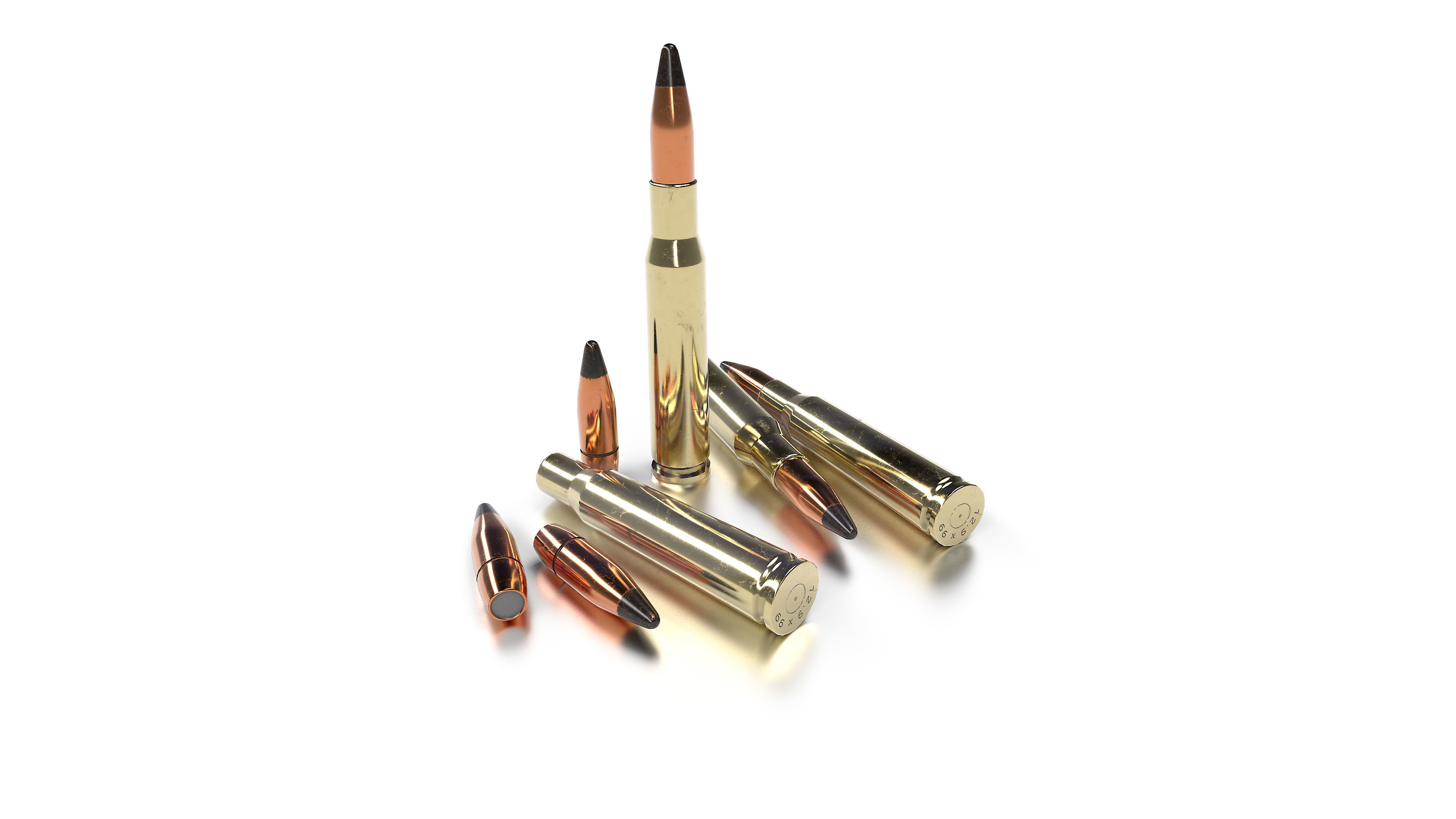 Cal 50 BMG Cartridge Low-poly 3D model_2