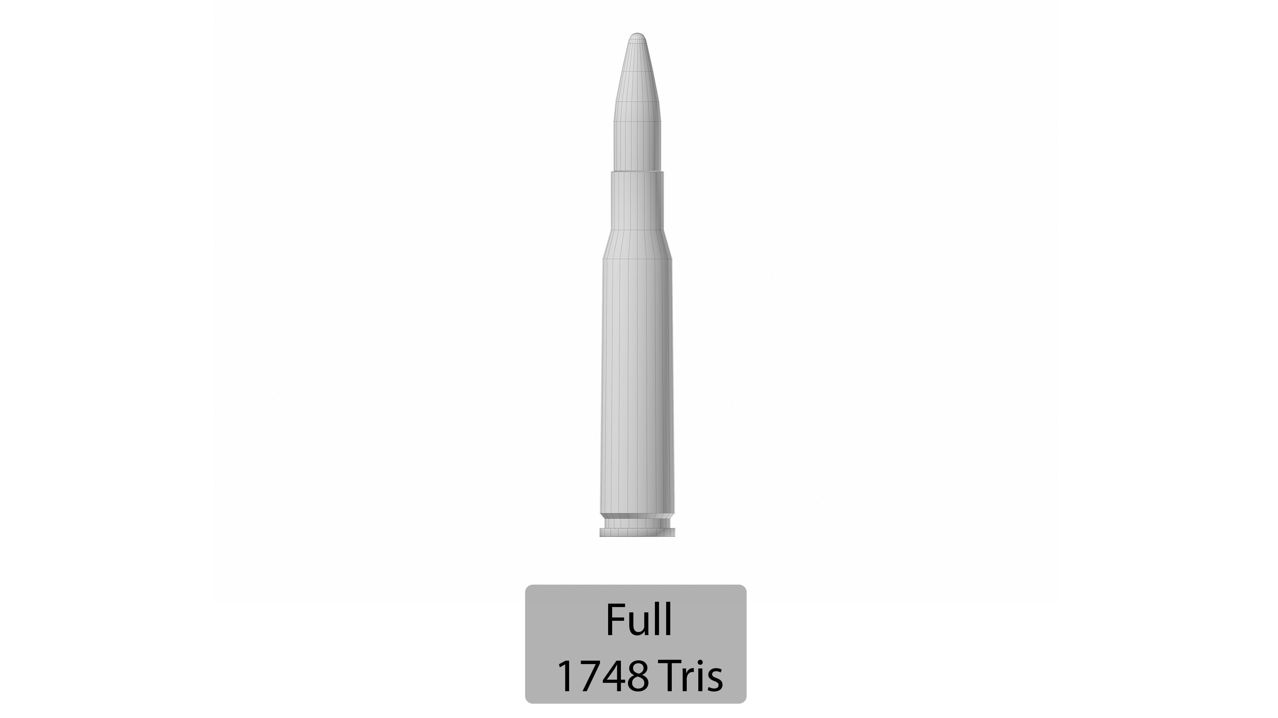 Cal 50 BMG Cartridge Low-poly 3D model_4