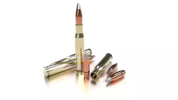 Cal 50 BMG Cartridge Low-poly 3D model