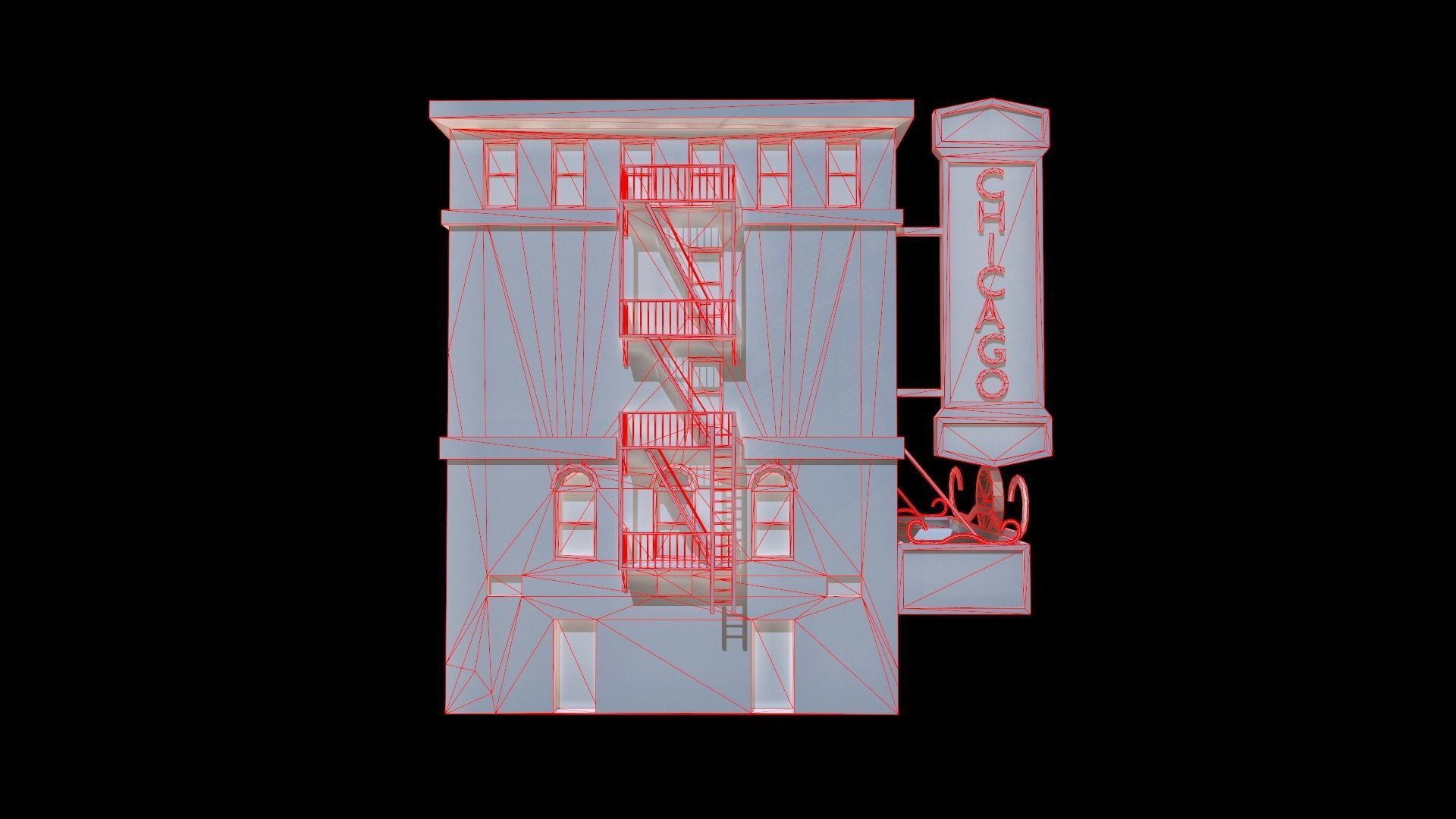 Stylized cinema Low-poly 3D model_9