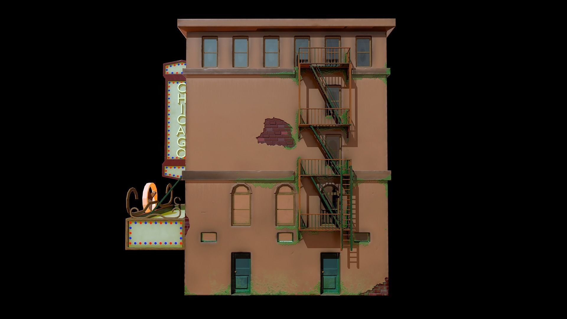 Stylized cinema Low-poly 3D model_1