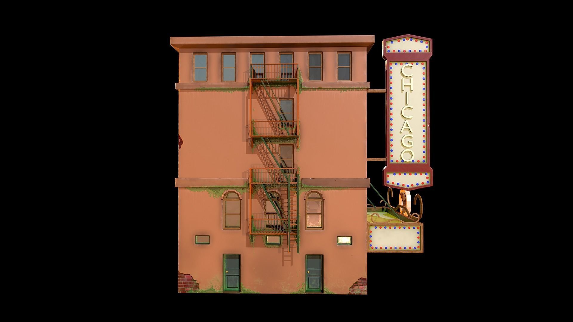 Stylized cinema Low-poly 3D model_2