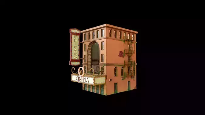 Stylized cinema Low-poly 3D model