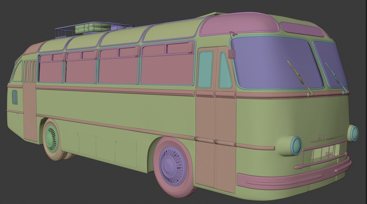 LAZ 695 Lviv high and low poly 3D model_3