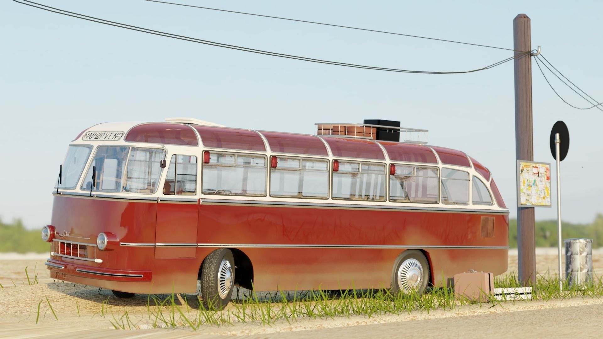 LAZ 695 Lviv high and low poly 3D model_1