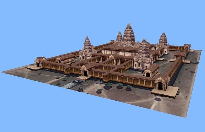Angkor Wat monument Cambodia low-poly 3d model Low-poly 3D model