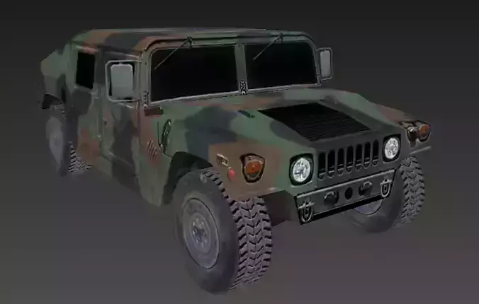 Humvee low-poly 3d model military vehicle in camouflage