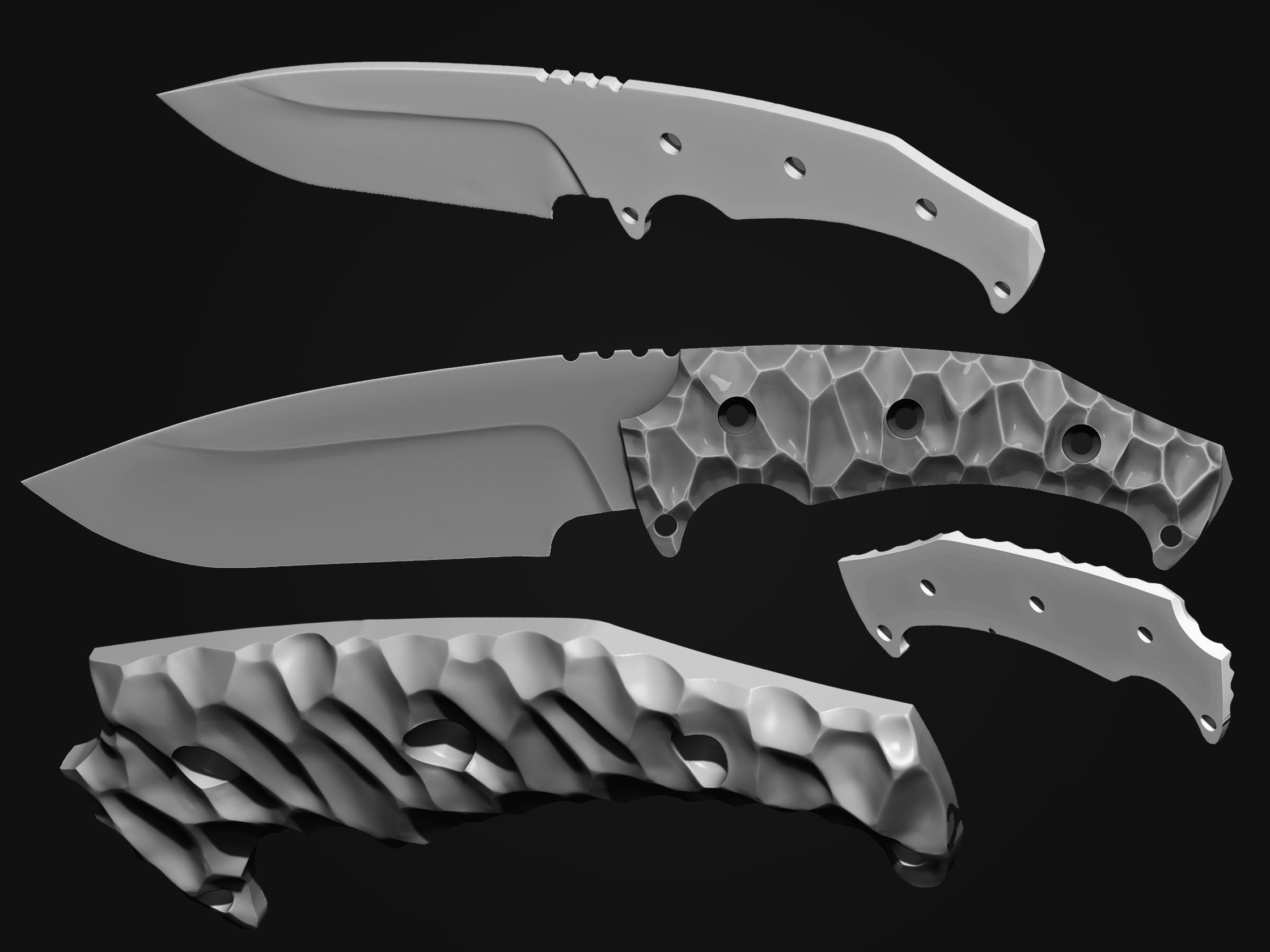 Tactical Combat Knife for Camping Hunting and Gear Collection 3D print model_2
