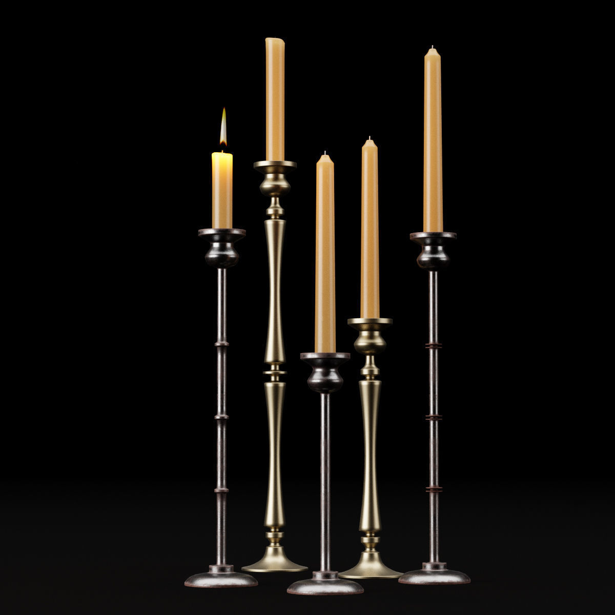 candlestick set 2 candlesticks 3D model_2