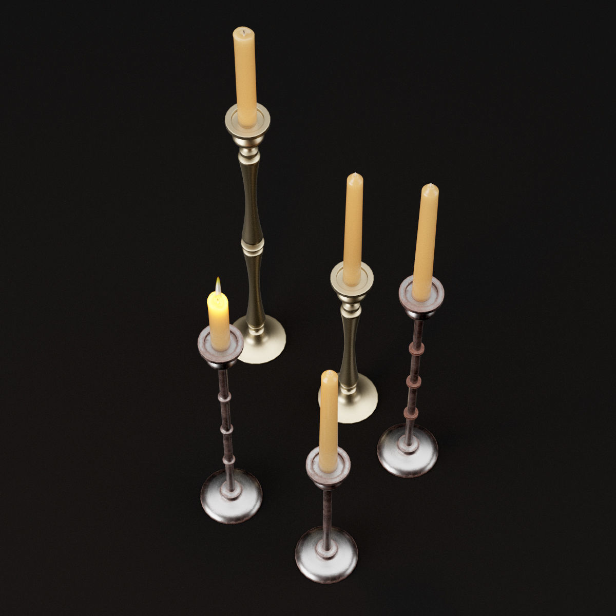 candlestick set 2 candlesticks 3D model_6