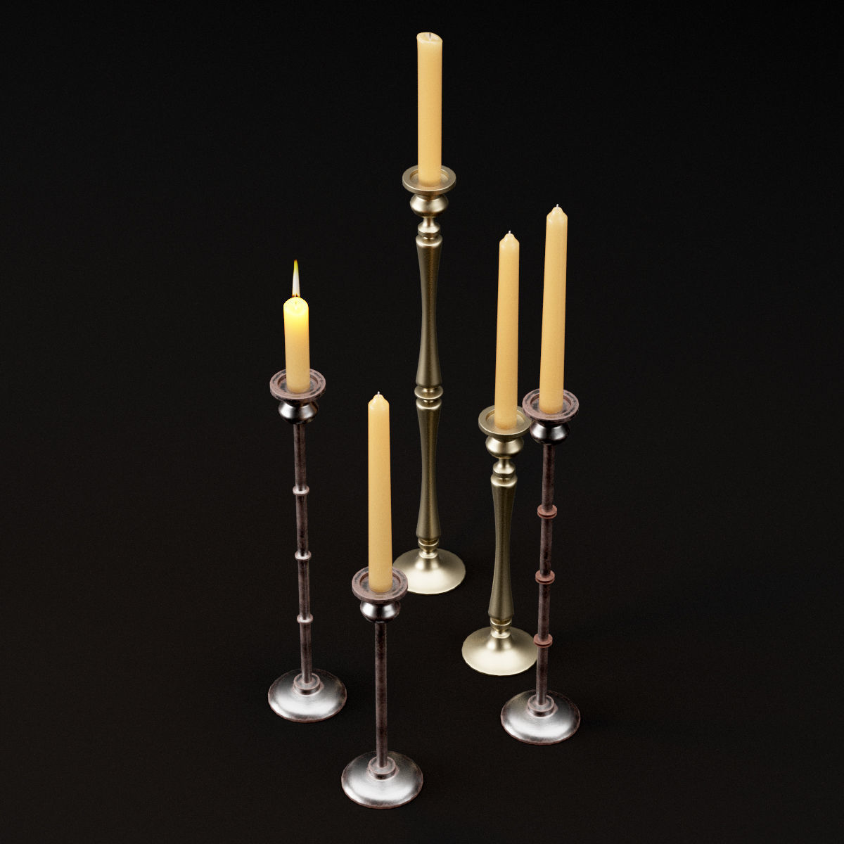 candlestick set 2 candlesticks 3D model_16