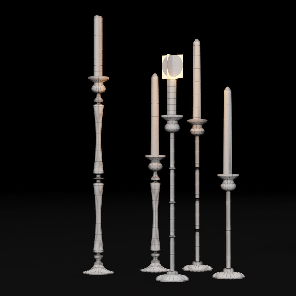 candlestick set 2 candlesticks 3D model_5