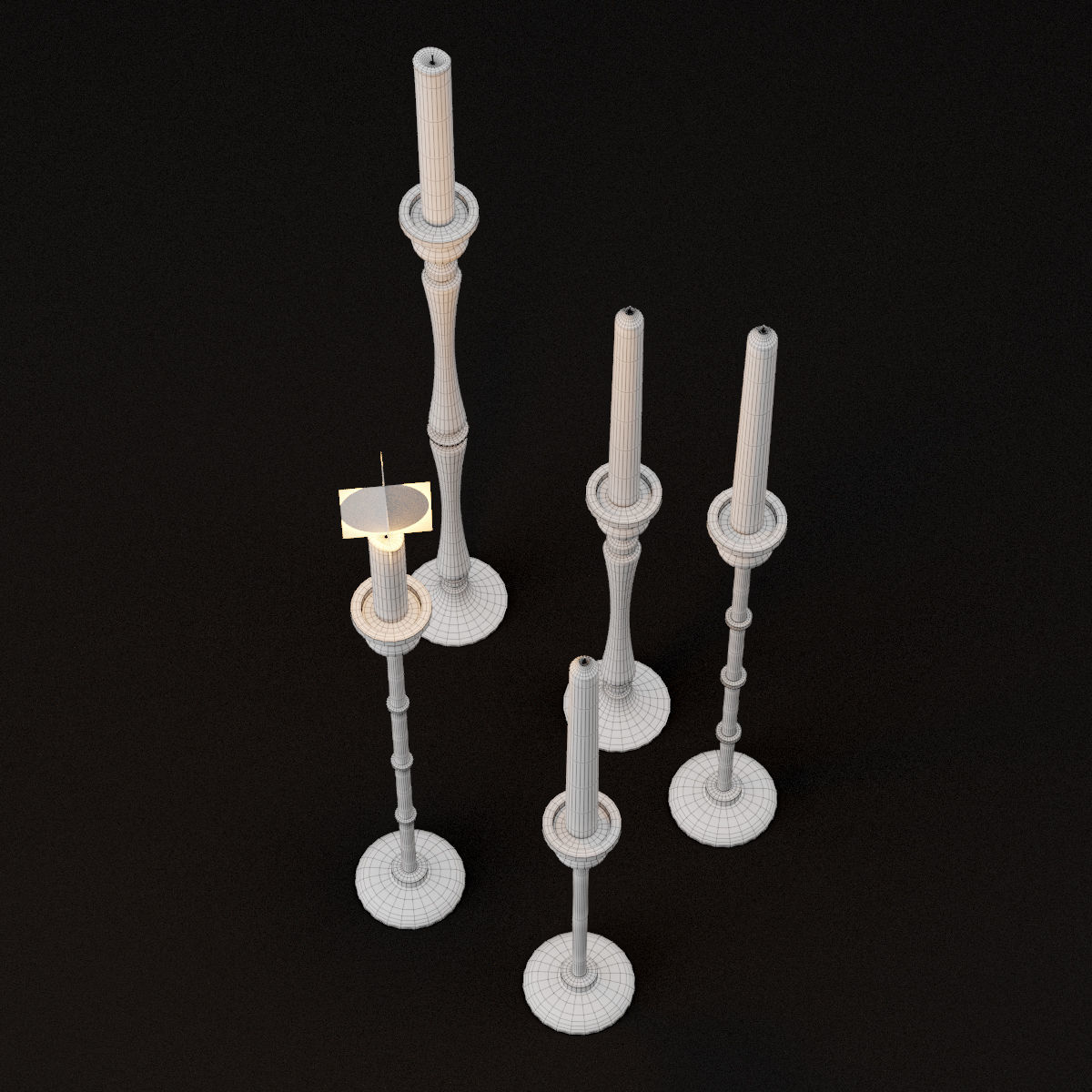 candlestick set 2 candlesticks 3D model_7