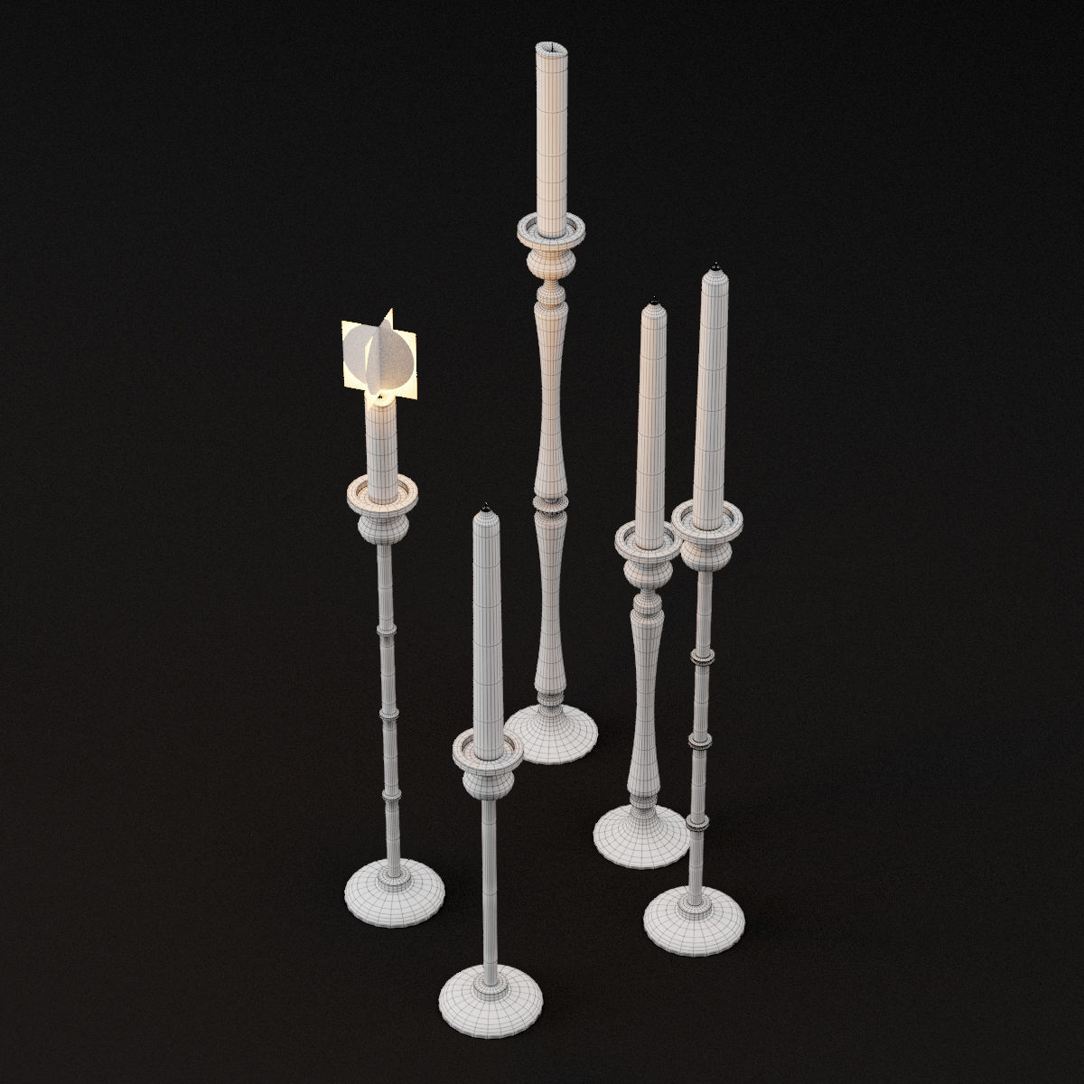 candlestick set 2 candlesticks 3D model_17