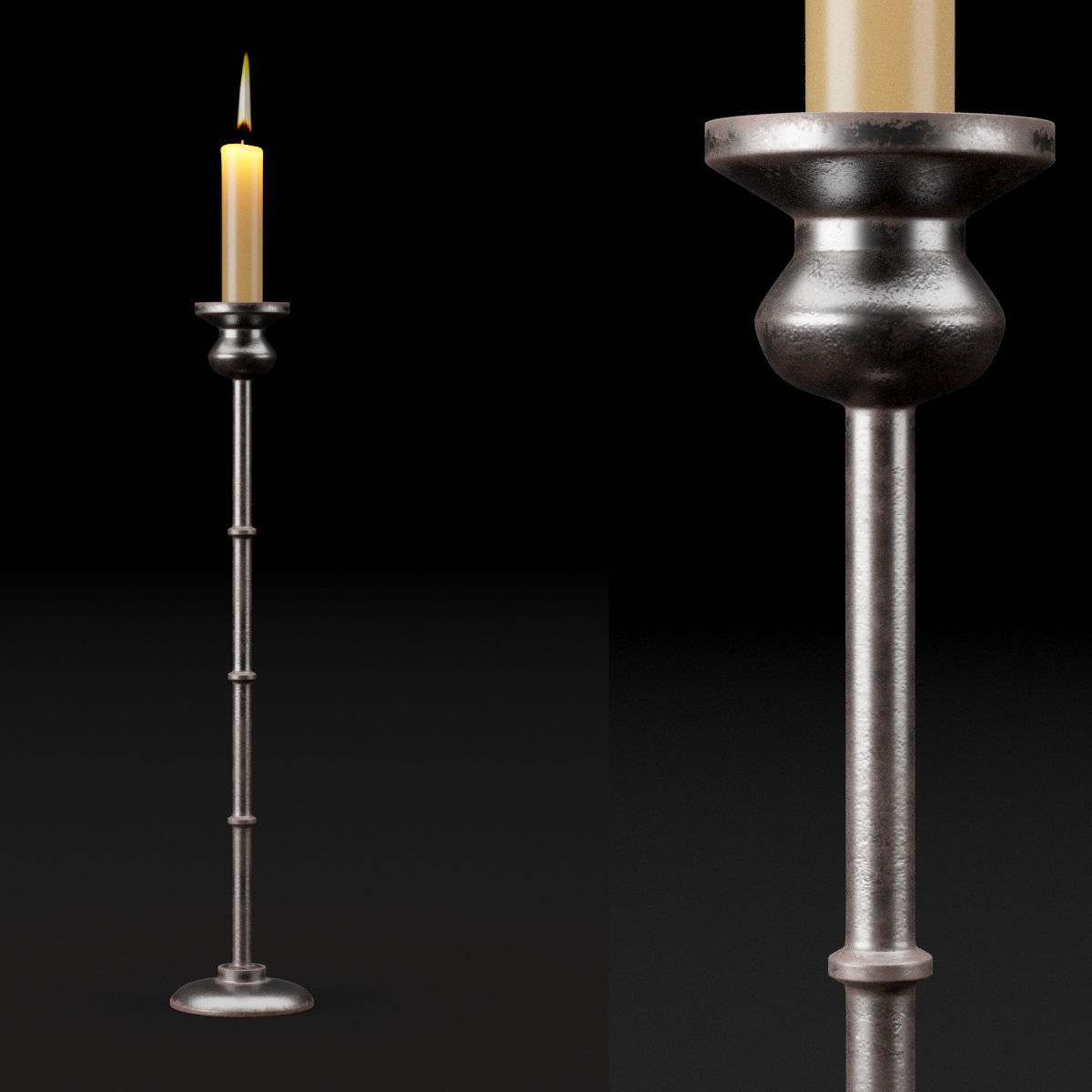 candlestick set 2 candlesticks 3D model_8