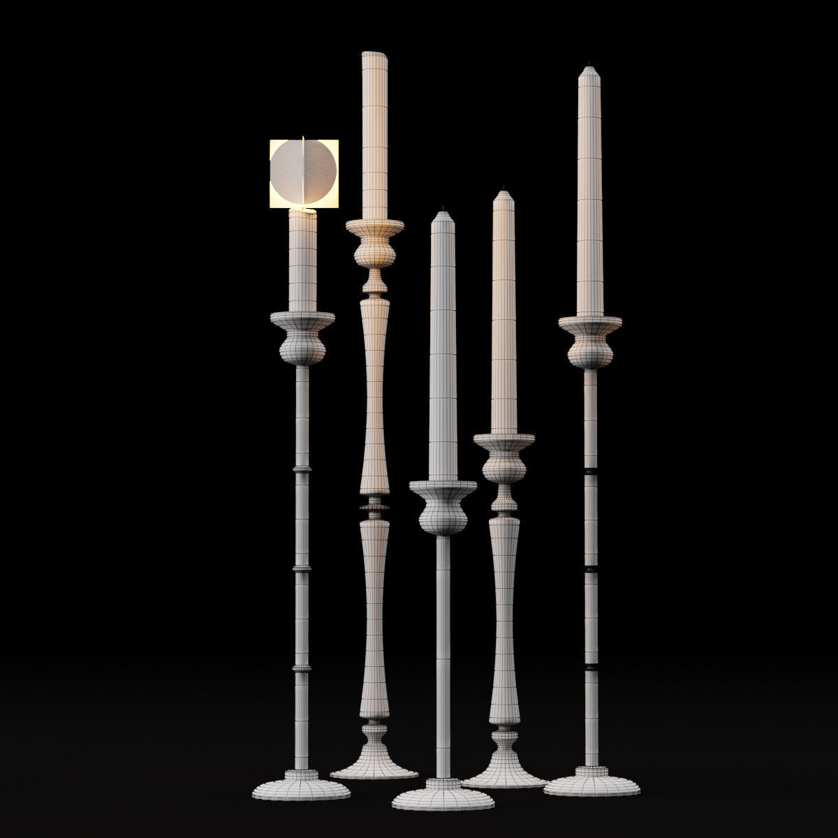 candlestick set 2 candlesticks 3D model_3
