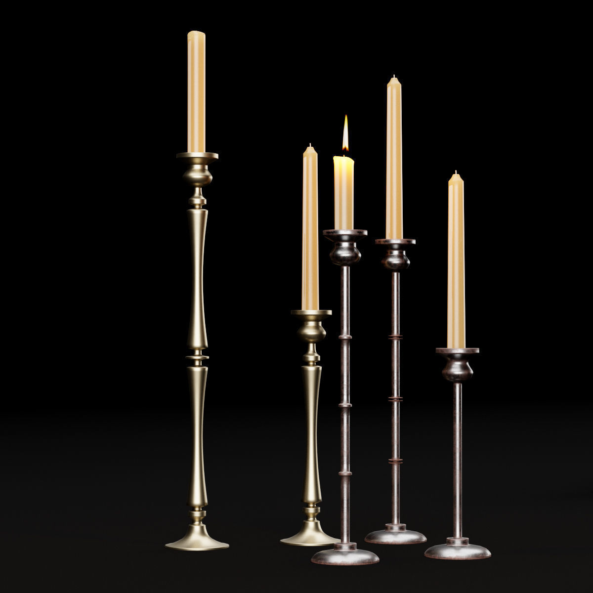 candlestick set 2 candlesticks 3D model_4