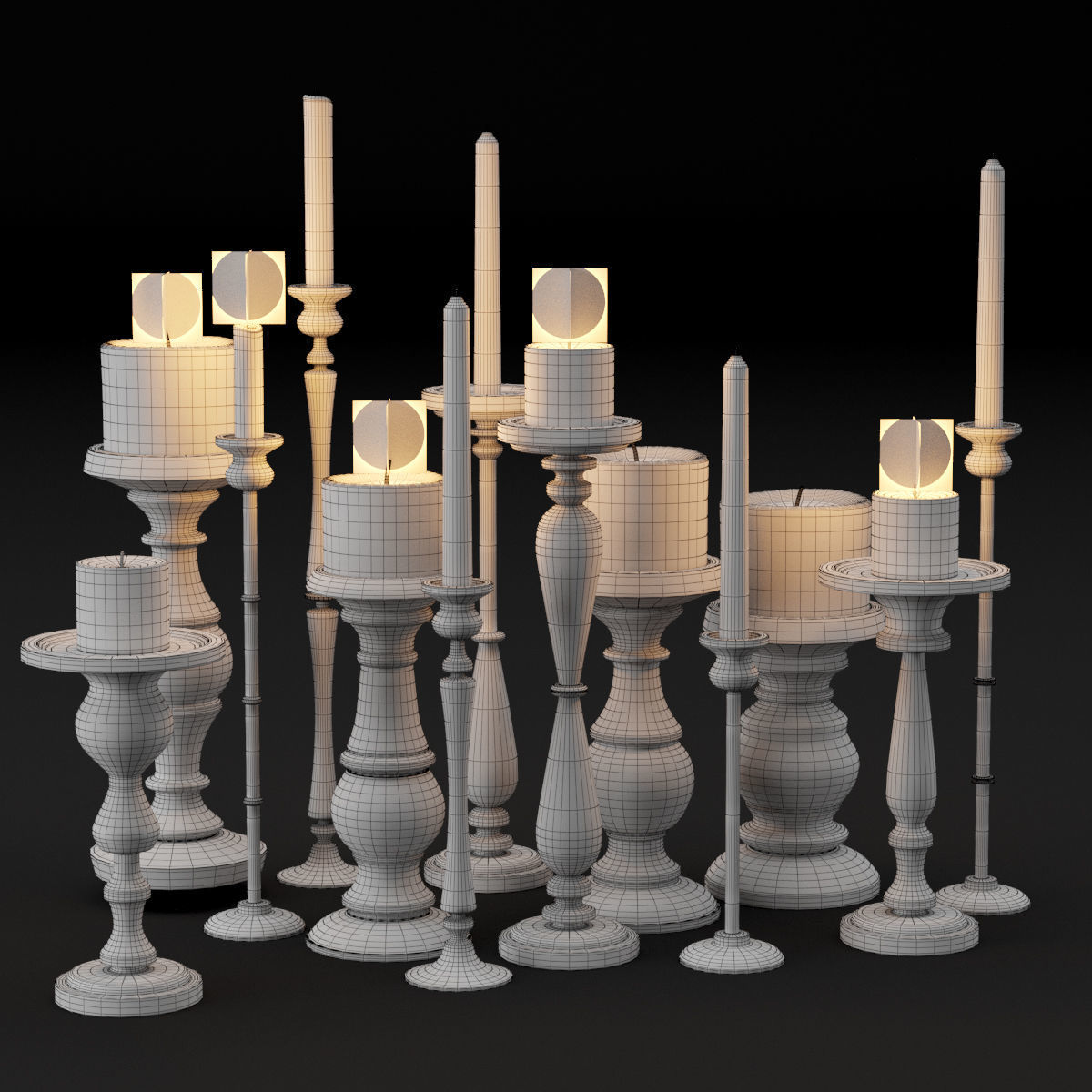 candlestick full set 3D model_1