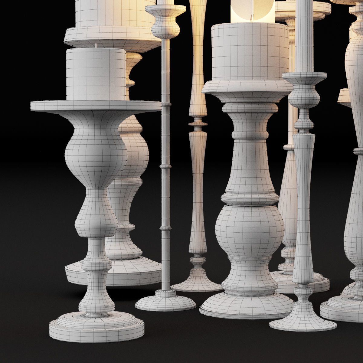 candlestick full set 3D model_6