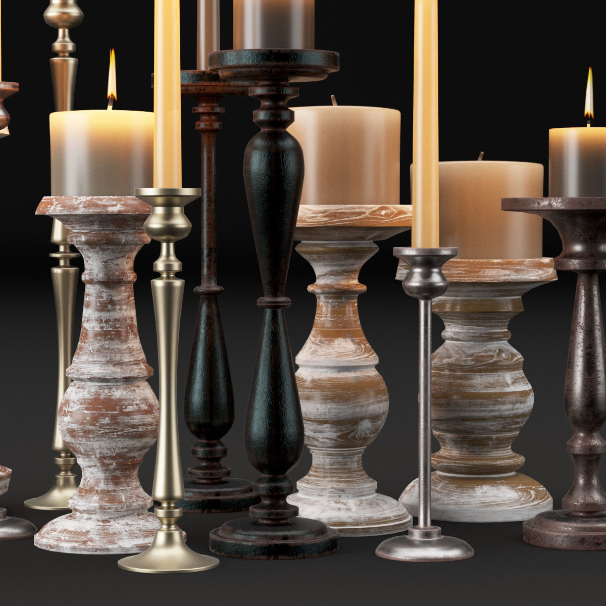 candlestick full set 3D model_9