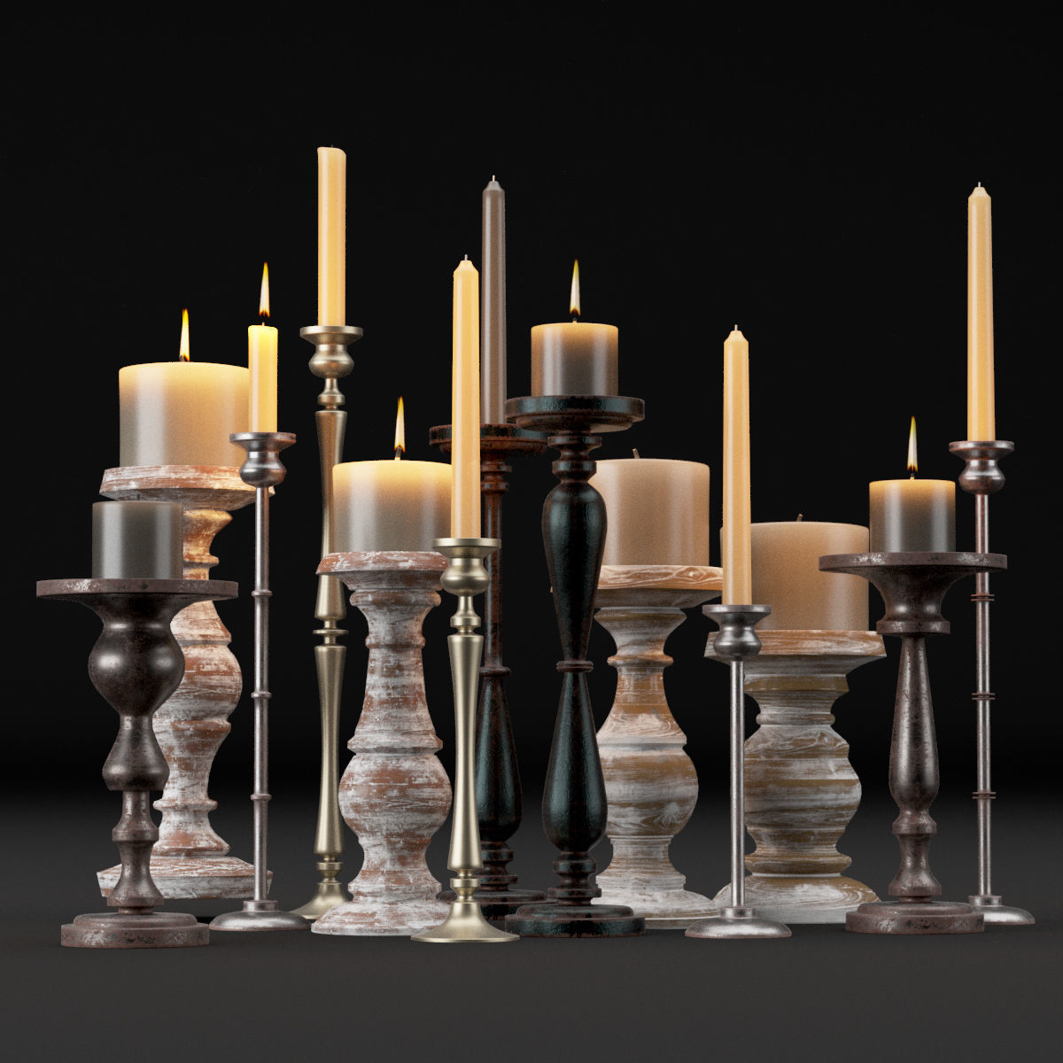 candlestick full set 3D model_3