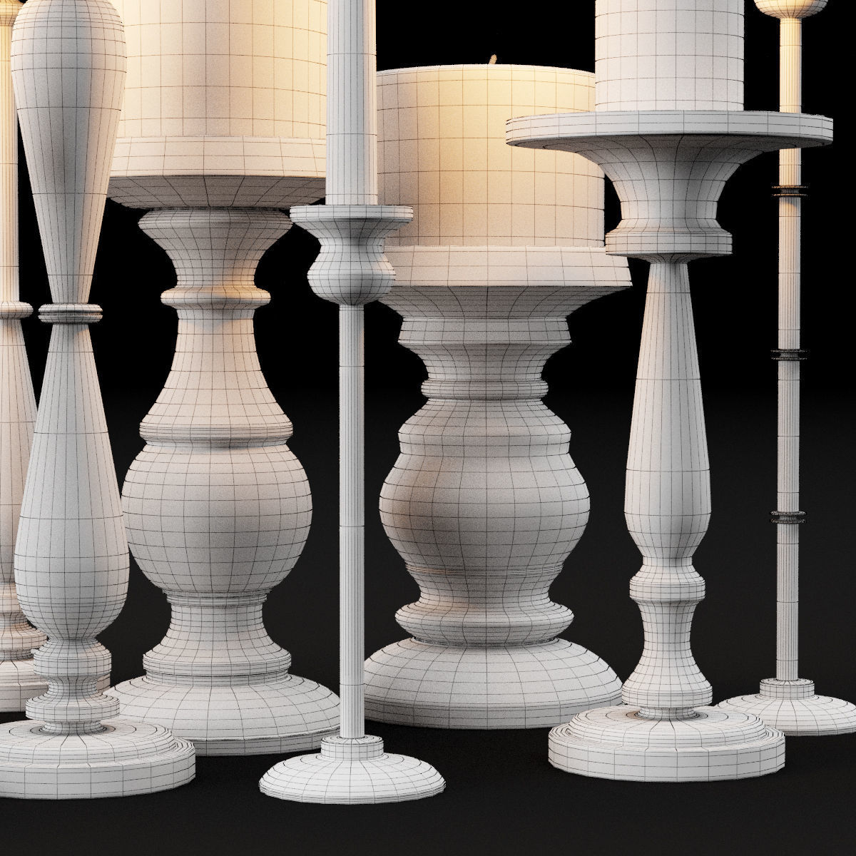 candlestick full set 3D model_12