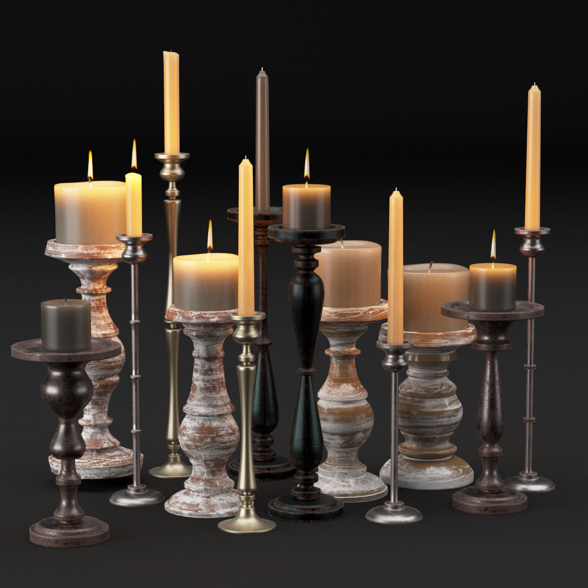 candlestick full set 3D model_2