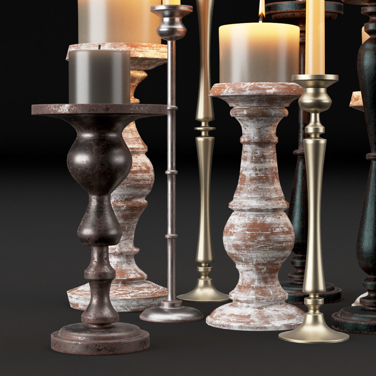 candlestick full set 3D model_5
