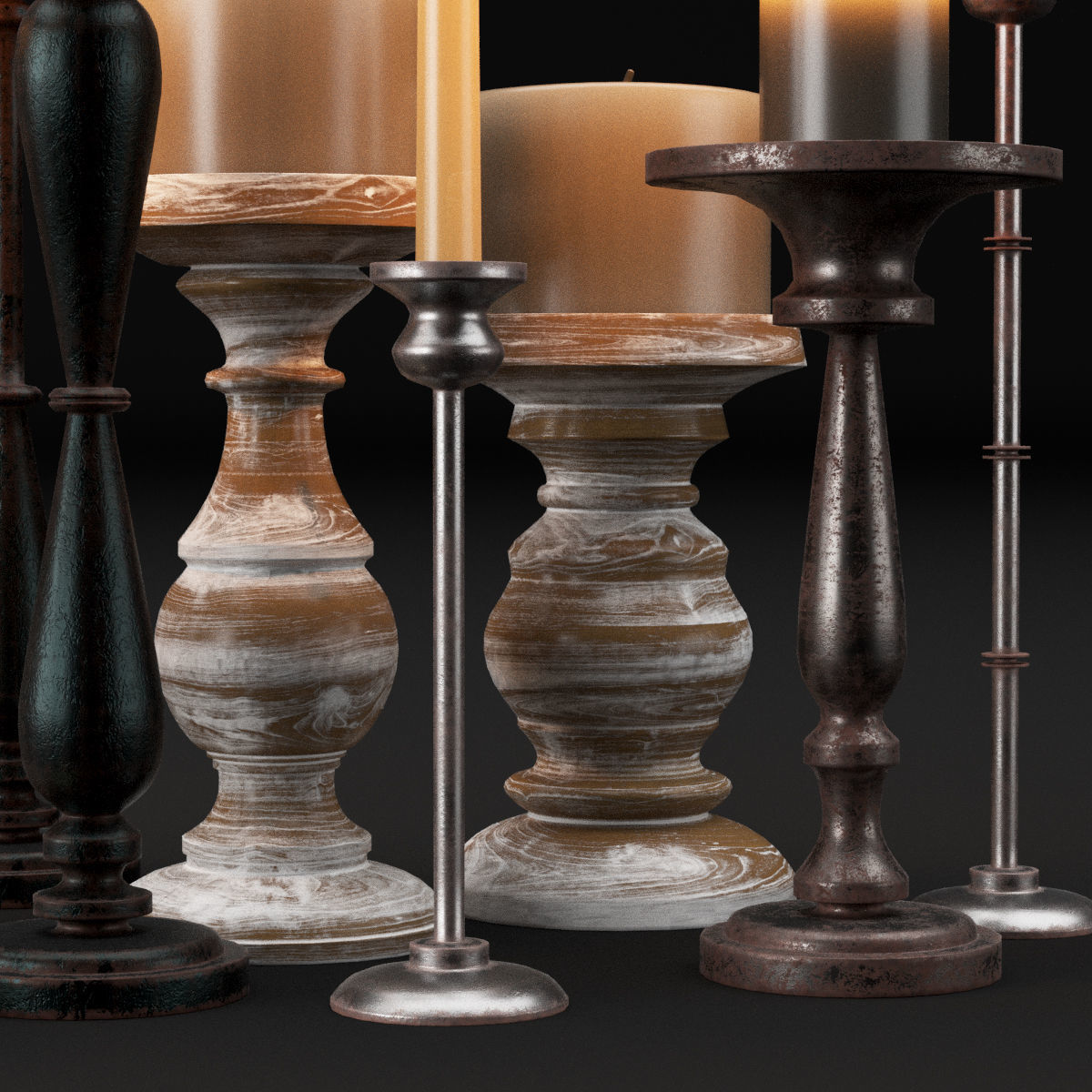 candlestick full set 3D model_11