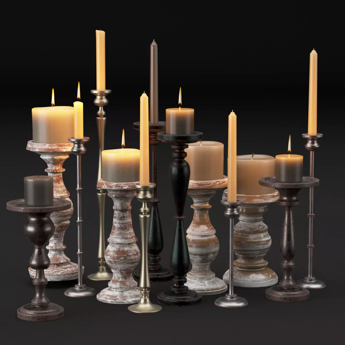 candlestick full set 3D model_0