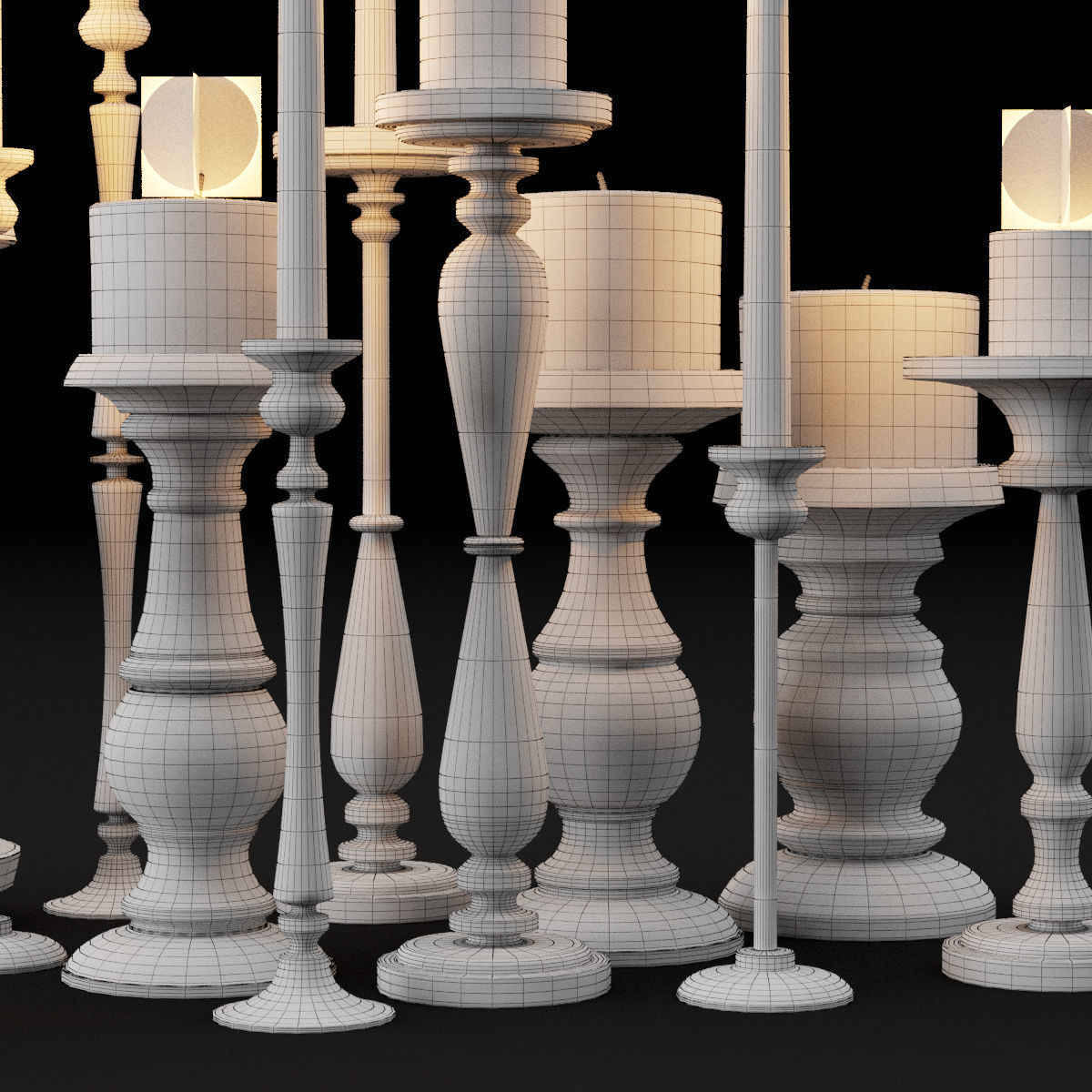 candlestick full set 3D model_10